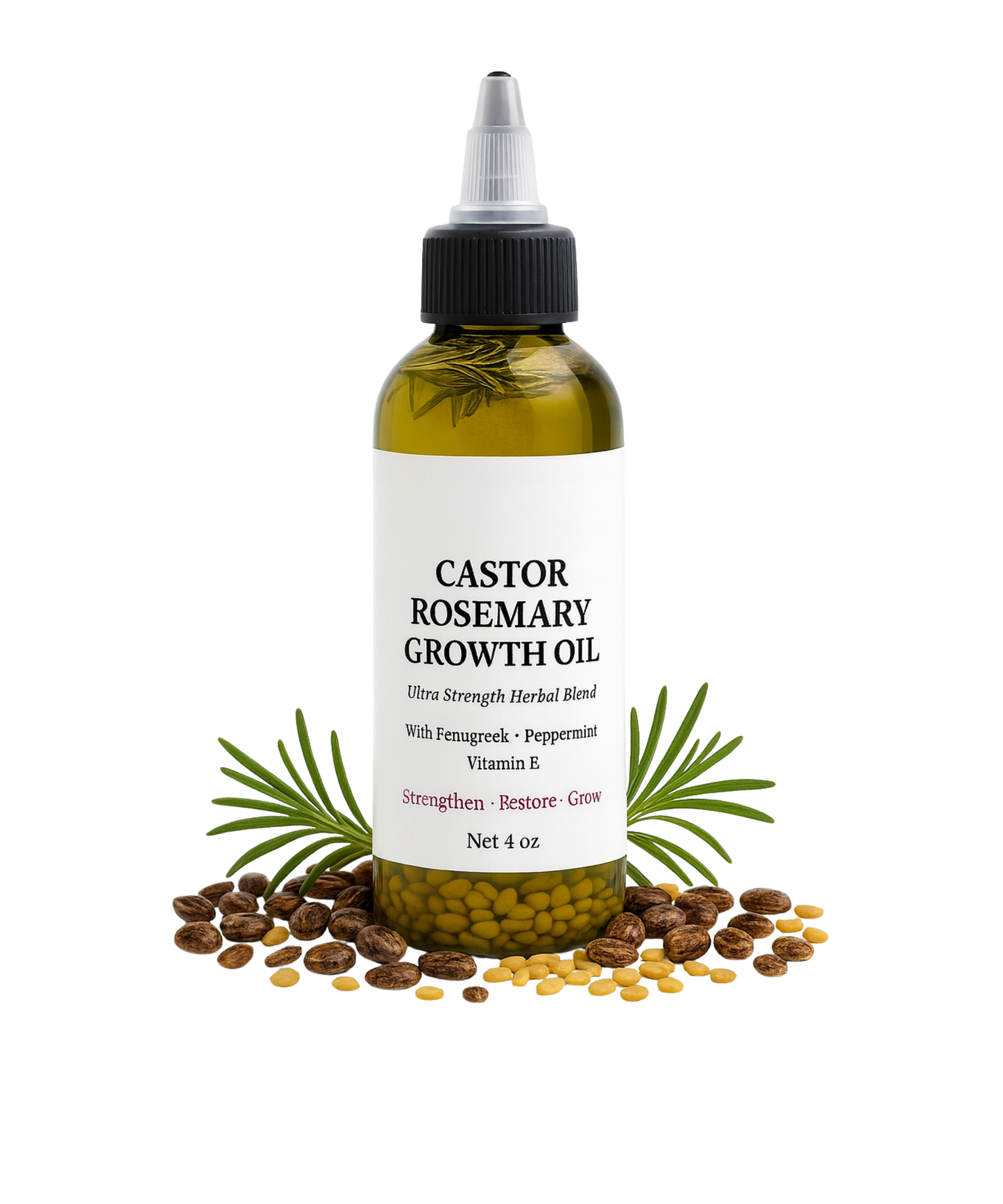 Organic castor Rosemary Hair Growth oil - 4 oz