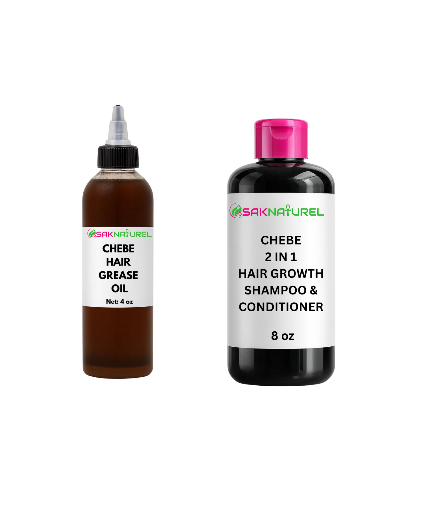 BUNDLE Organic Chebe Hair Growth Oil, Shampoo