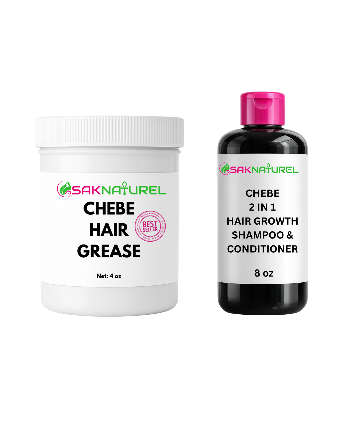 BUNDLE Organic Chebe Hair Growth Grease & Shampoo