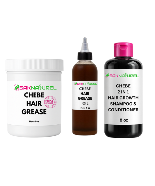 BUNDLE Organic Chebe Hair Growth Oil, Shampoo & Grease