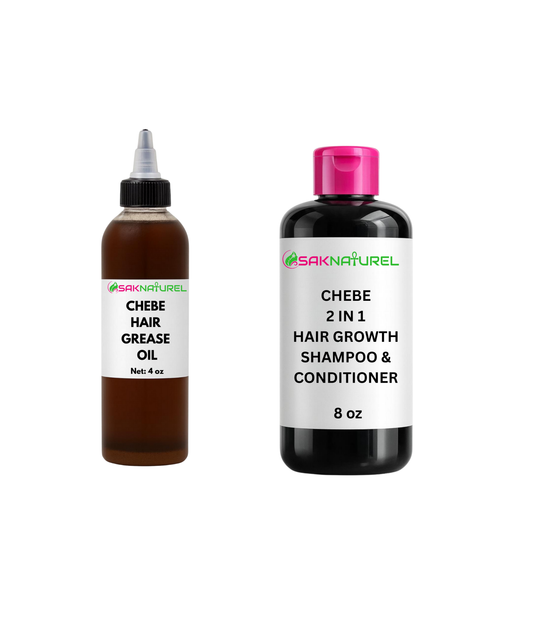 BUNDLE Organic Chebe Hair Growth Oil, Shampoo